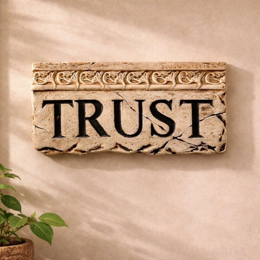 Trust Inspirational Wall Plaque Rustic Stone Look Faith Home Decor Sign